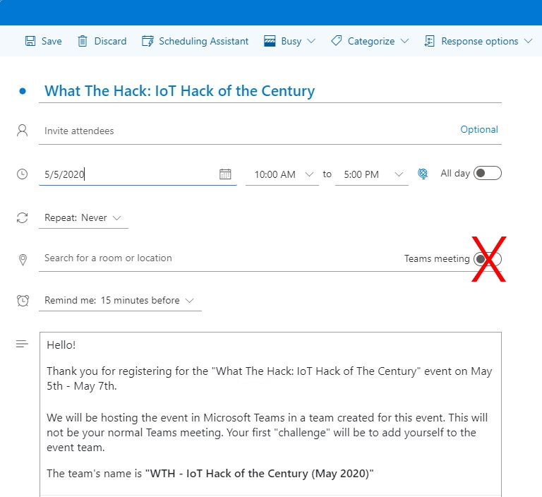 Non-Teams Meeting in Outlook